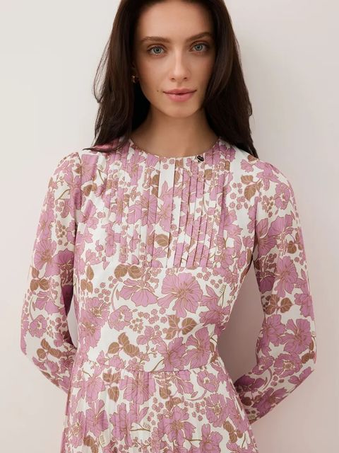 Bizuu sukienka NYLA kolor różowy midi rozkloszowana NYLA RÓŻOWY