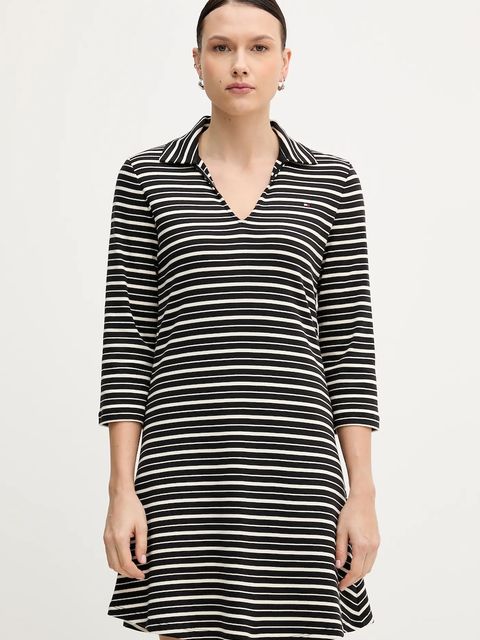 Tommy Hilfiger sukienka bawełniana kolor czarny mini rozkloszowana WW0WW47868 - zdjęcie produktu nr 1