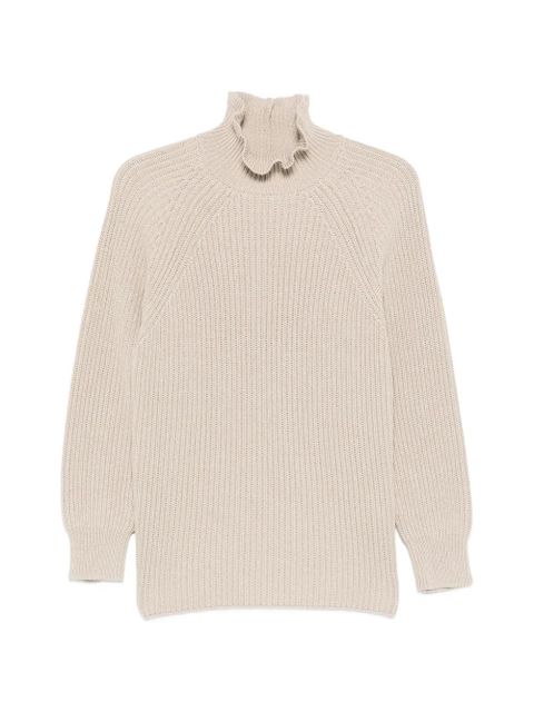Max Mara ruffled cotton sweater - Neutrals - zdjęcie produktu nr 1