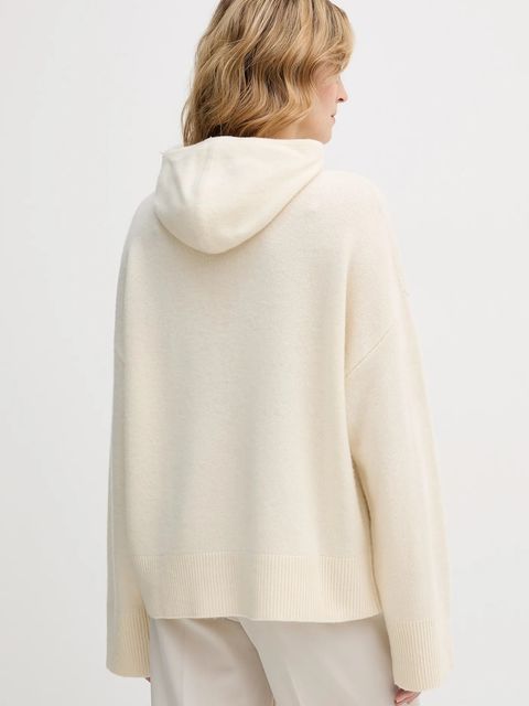 Barbour sweter wełniany damski kolor beżowy z golfem LKN1705