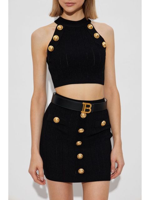 Balmain button-detail top - Black