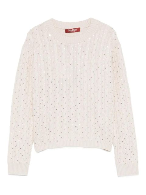 Max Mara embellished cable-knit sweater - Neutrals - zdjęcie produktu nr 1