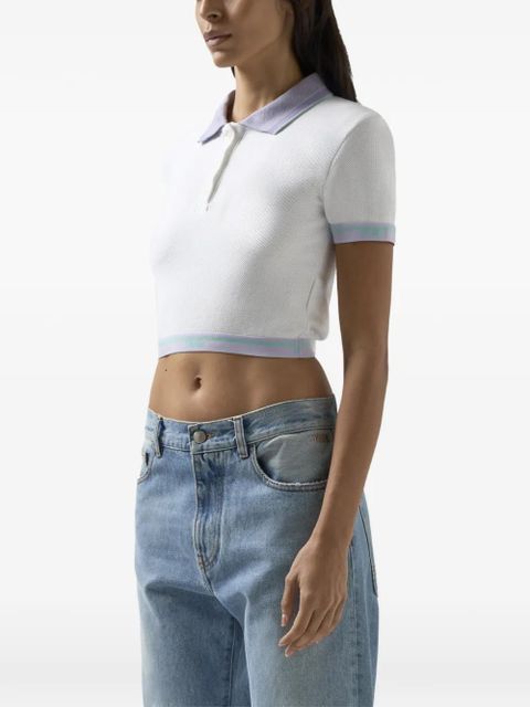 GCDS logo-trim polo top - White