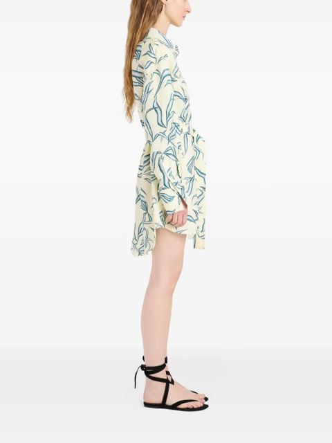 Proenza Schouler Lalia leaf-print mini dress - Neutrals