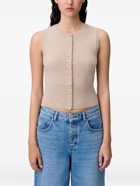 Claudie Pierlot button-up knitted top - Neutrals