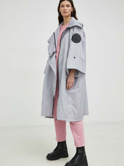 MMC STUDIO płaszcz damski kolor szary przejściowy oversize