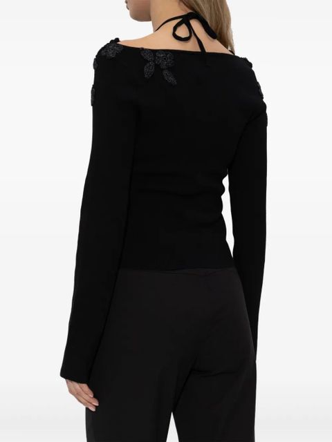Cult Gaia floral-embroidered top - Black