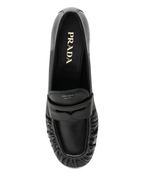 Prada ruched leather loafers - Black - zdjęcie produktu nr 2