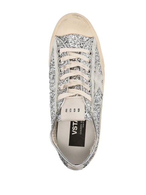 Golden Goose V-Star glittered sneakers - Silver