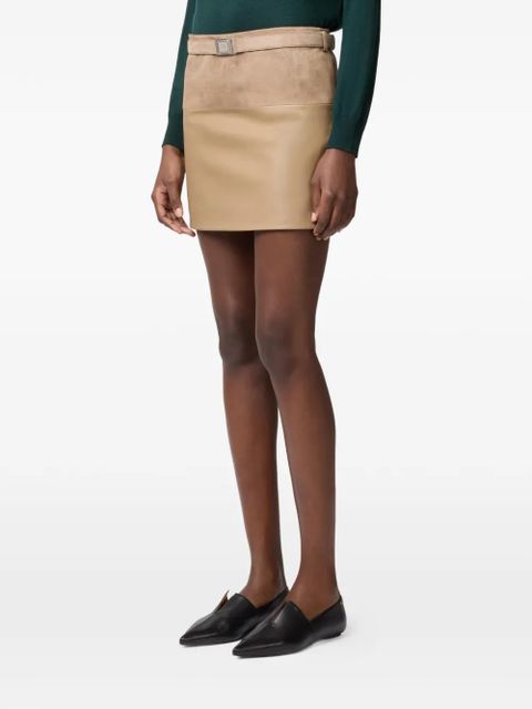 Tod's belted leather mini skirt - Neutrals