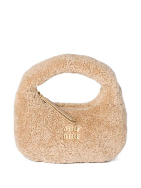 Miu Miu mini Wander shearling tote bag - Neutrals - zdjęcie produktu nr 1