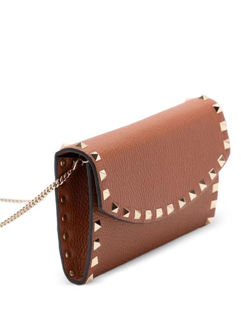 Valentino Garavani rockstud-embellishment clutch bag - Brown