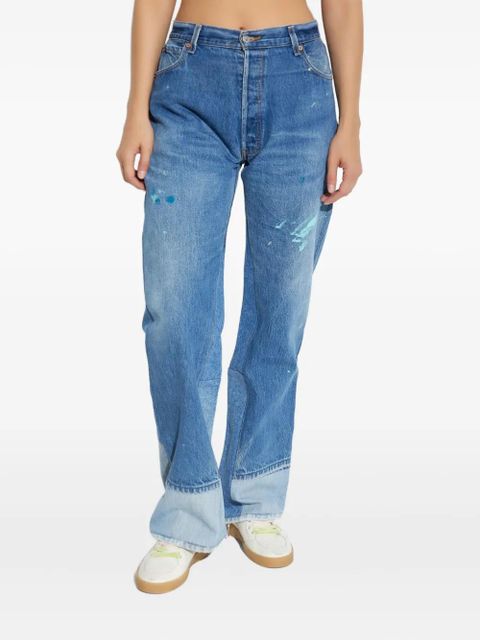 RE/DONE paint-splatter panelled jeans - Blue - zdjęcie produktu nr 2