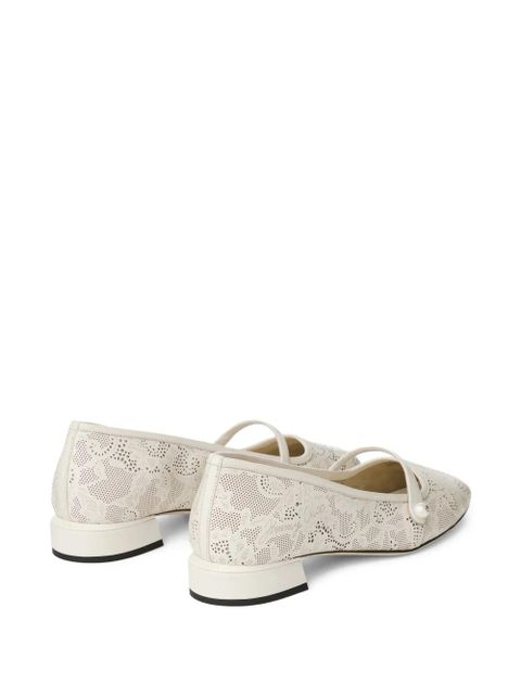 Jimmy Choo Elisa pearl laser-cut ballerina - White