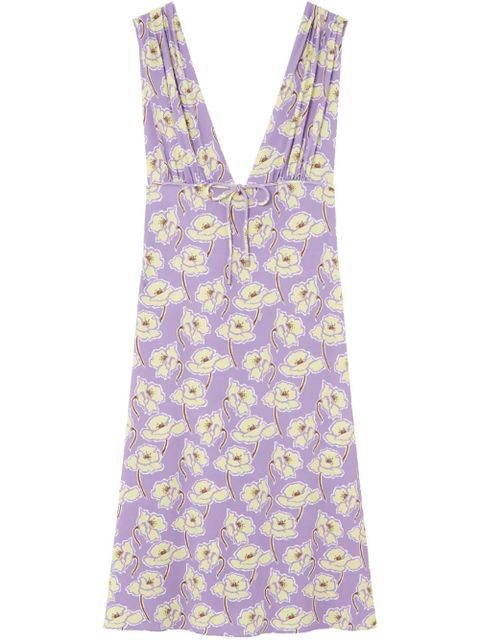 Versace Poppies V-neck midi dress - Purple - zdjęcie produktu nr 1
