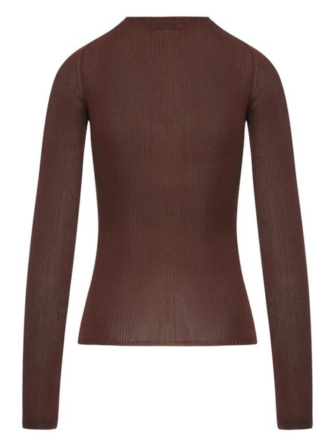 Miu Miu ribbed long-sleeve T-shirt - Brown - zdjęcie produktu nr 2