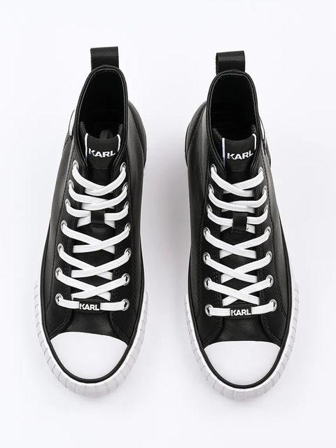 Karl Lagerfeld trampki skórzane KAMPUS MAX NFT damskie kolor czarny KL60445T