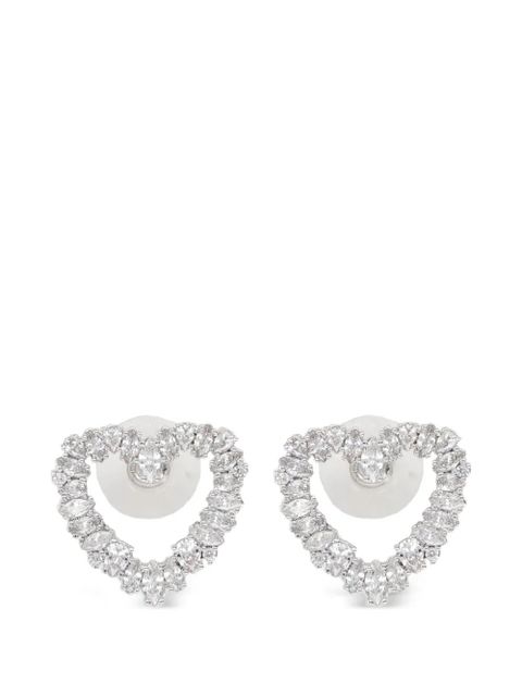 Self-Portrait Mini Crystal Heart embellished earrings - Silver - zdjęcie produktu nr 1