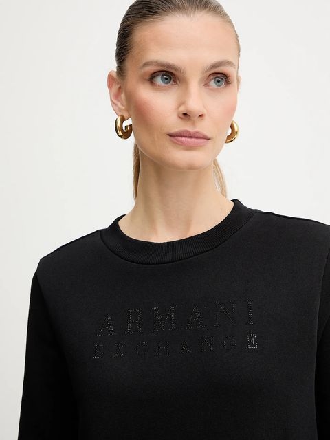 Armani Exchange bluza bawełniana damska kolor czarny gładka XW000985 AF14284