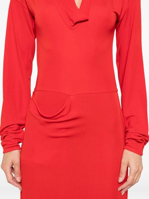 LEMAIRE cowl-neck pocket dress - Red