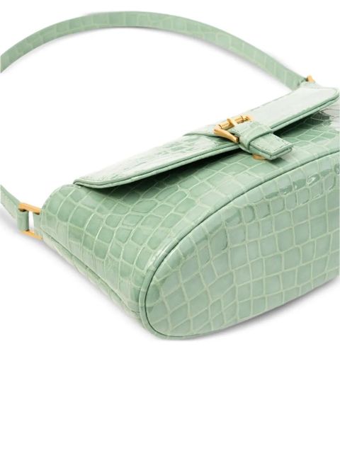 BY FAR Miranda croco-embossed leather shoulder bag - Green