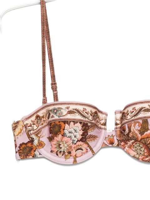 ZIMMERMANN Aster floral-print balconette bikini top - Pink