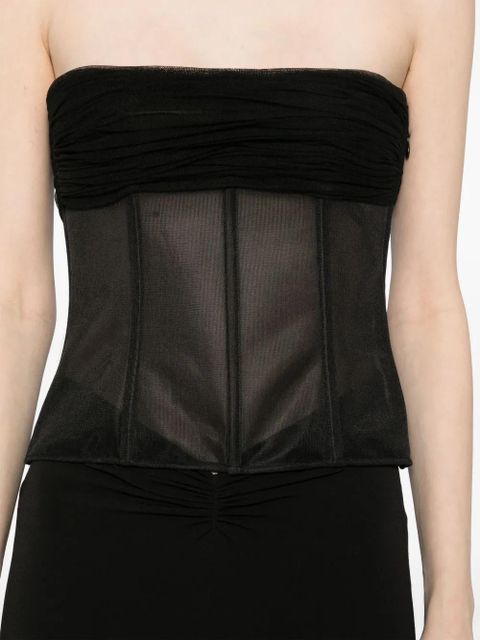 Christopher Esber tulle-overlay top - Black