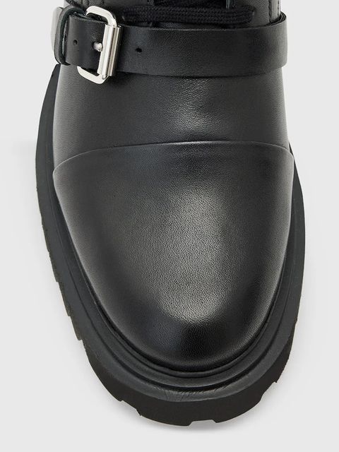 AllSaints workery skórzane Tori Boot damskie kolor czarny na płaskim obcasie W119FB