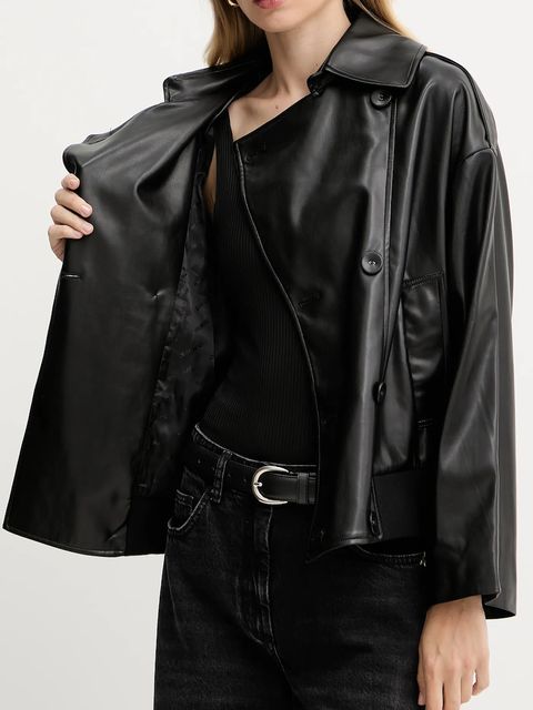 Silvian Heach kurtka MELENDEZ kolor czarny przejściowa oversize GPA25172GB