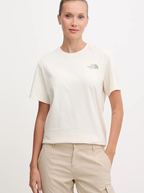 The North Face t-shirt bawełniany damski kolor beżowy NF0A87NKEBE1