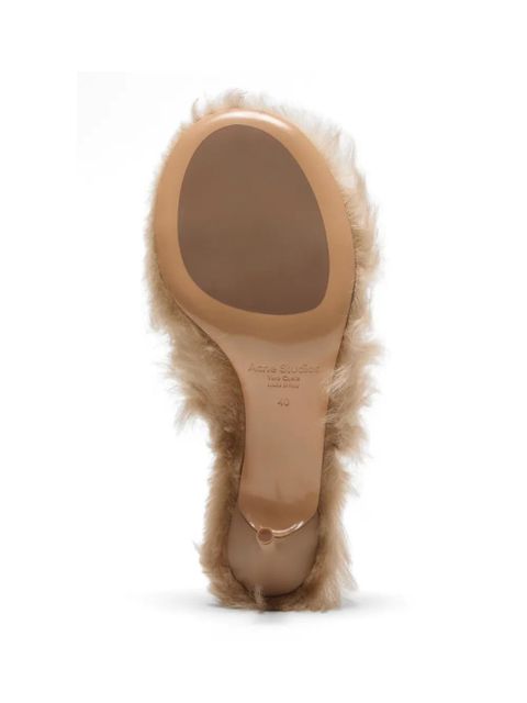 Acne Studios shearling-trimmed kitten-heel sandals - Neutrals