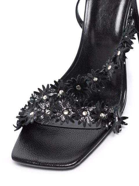 BY FAR Poppy floral-appliqué 95mm sandals - Black - zdjęcie produktu nr 2