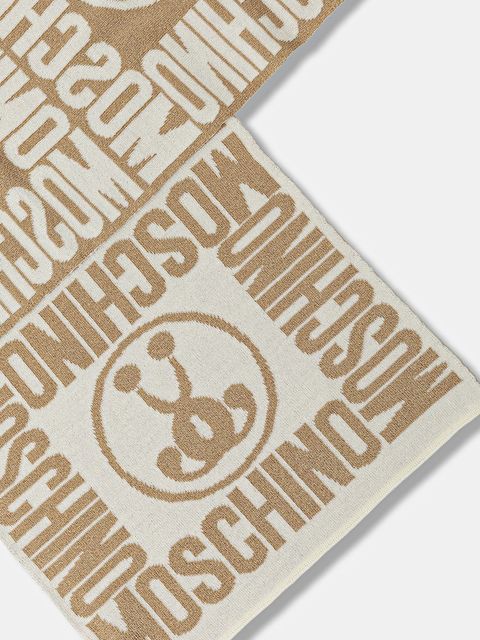 Moschino szalik z dodatkiem wełny kolor beżowy wzorzysty M2966 30623 - zdjęcie produktu nr 2