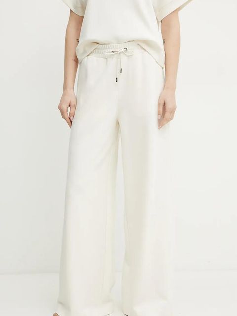 BOSS Orange spodnie dresowe damskie kolor beżowy szerokie high waist 50536743