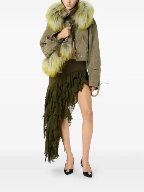 Blumarine butterfly-appliqué long-sleeve crop top - Green - zdjęcie produktu nr 2