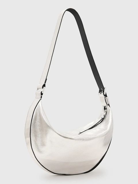 AllSaints torebka skórzana HALF kolor srebrny W336XC