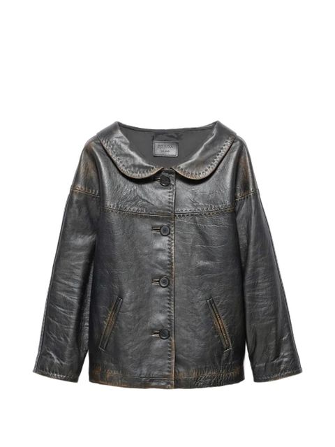 Prada antiqued nappa leather jacket - Black - zdjęcie produktu nr 1