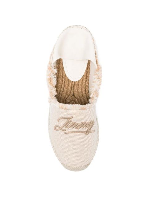 Jimmy Choo embroidery fringed espadrilles - Neutrals