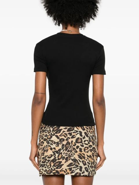 Nanushka logo-embroidered cropped T-shirt - Black