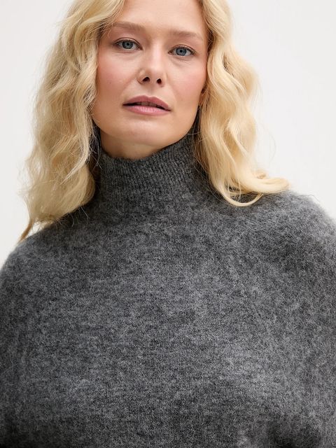 Aniye By sweter z dodatkiem wełny damski kolor szary ciepły z półgolfem 181007