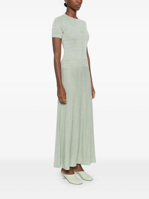 SANDRO open-knit maxi dress - Green