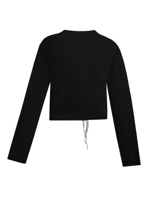 AREA crystal-flower draped top - Black