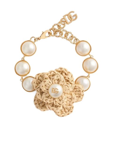 Dolce & Gabbana floral-appliqué bracelet - Gold - zdjęcie produktu nr 1