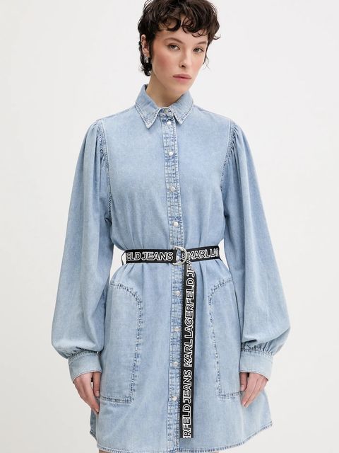 Karl Lagerfeld Jeans sukienka bawełniana kolor niebieski mini prosta A2W13022 - zdjęcie produktu nr 1