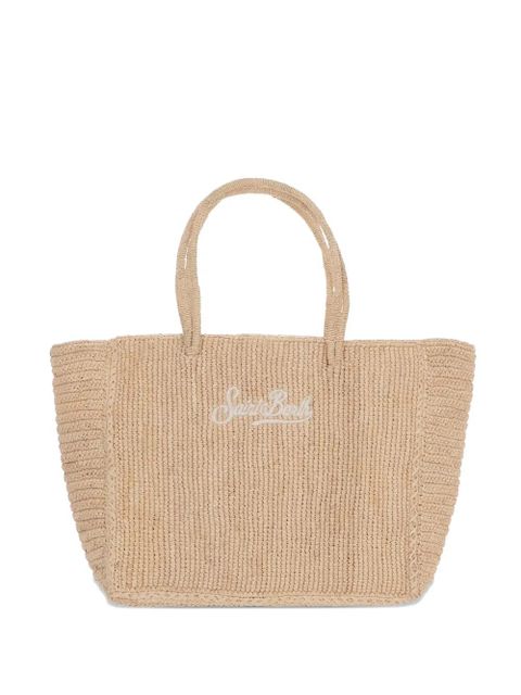 MC2 Saint Barth logo-embroidered raffia shoulder bag - Neutrals - zdjęcie produktu nr 1