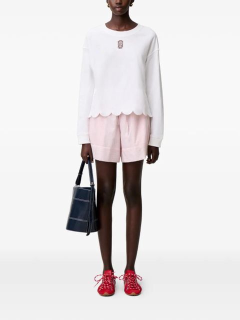 Claudie Pierlot scalloped-hem waffle-knit sweatshirt - White - zdjęcie produktu nr 2