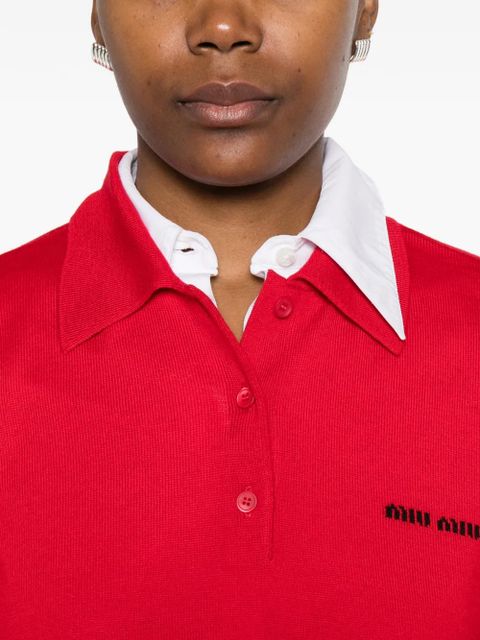 Miu Miu logo-intarsia polo shirt - Red