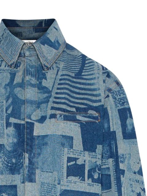 Jean Paul Gaultier newspaper print denim shirt - Blue - zdjęcie produktu nr 2