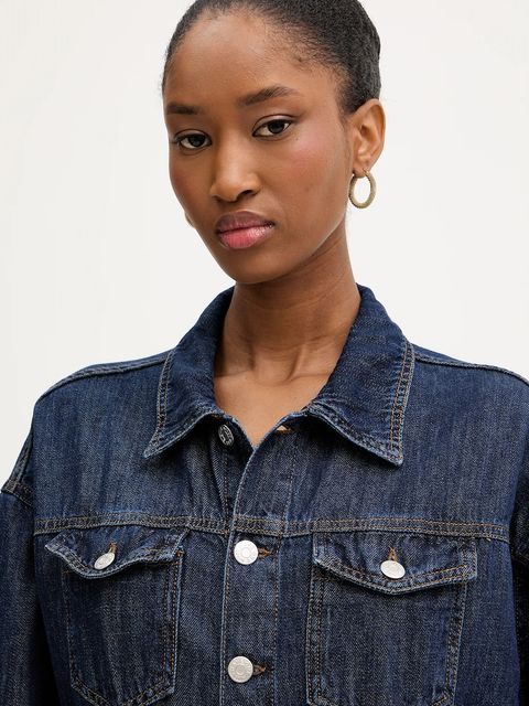 Haveone kombinezon jeansowy kolor niebieski bawełniany z kołnierzykiemm YGZ-P006