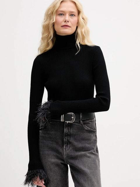 Aniye By sweter damski kolor czarny lekki z golfem 181051 - zdjęcie produktu nr 1